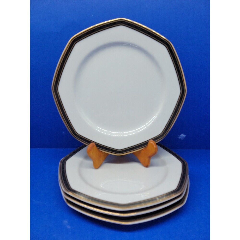 Christopher Stuart Black Dress Salad Plates 8" Bundle of 4